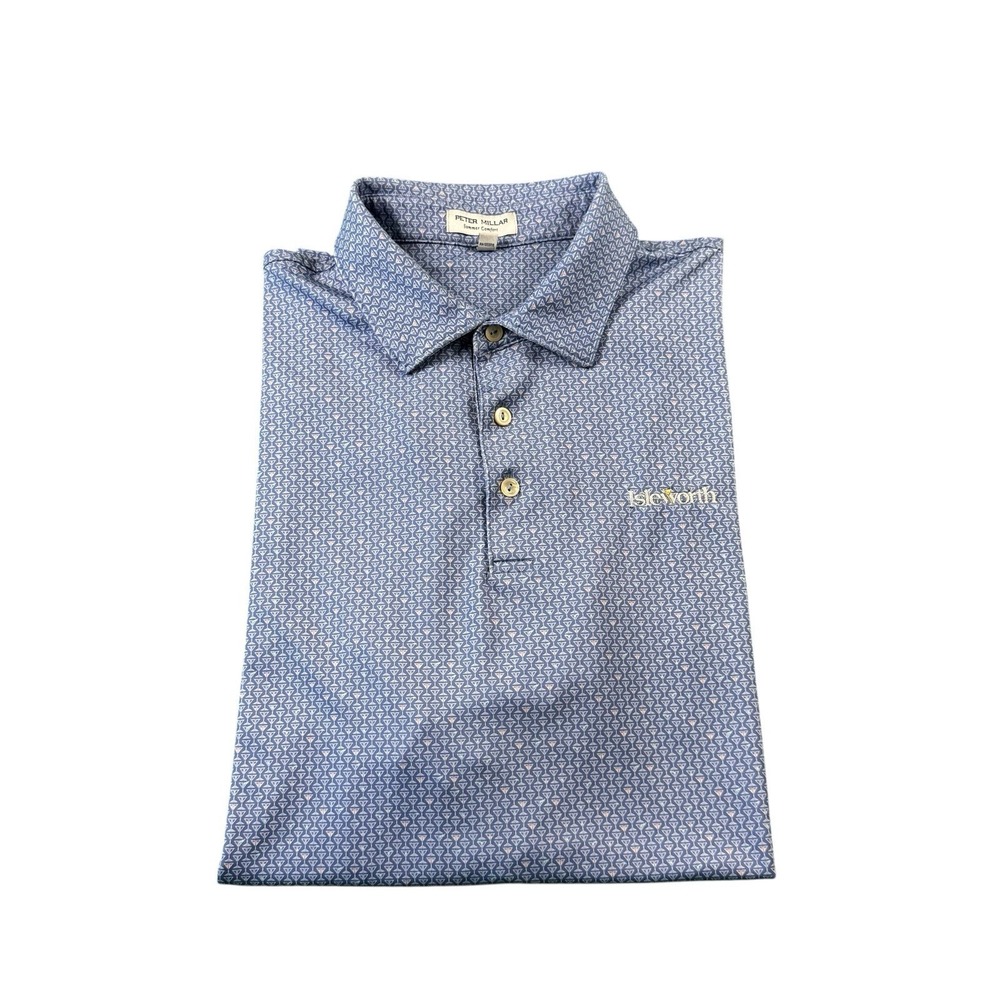 Peter Millar Blue Martini Isleworth Summer Comfort Men's Polo Shirt Size Large